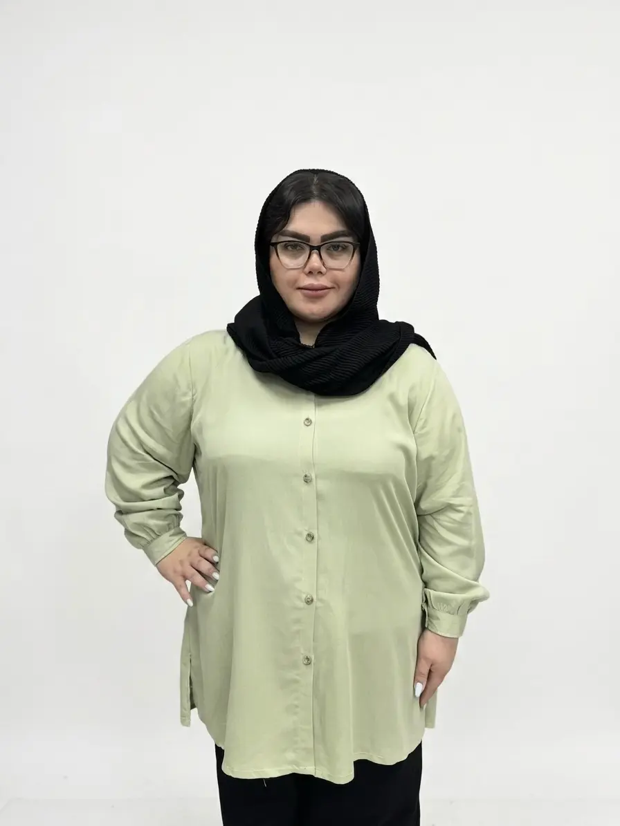 شومیز یقه دار گل بابونه سایز بزرگ